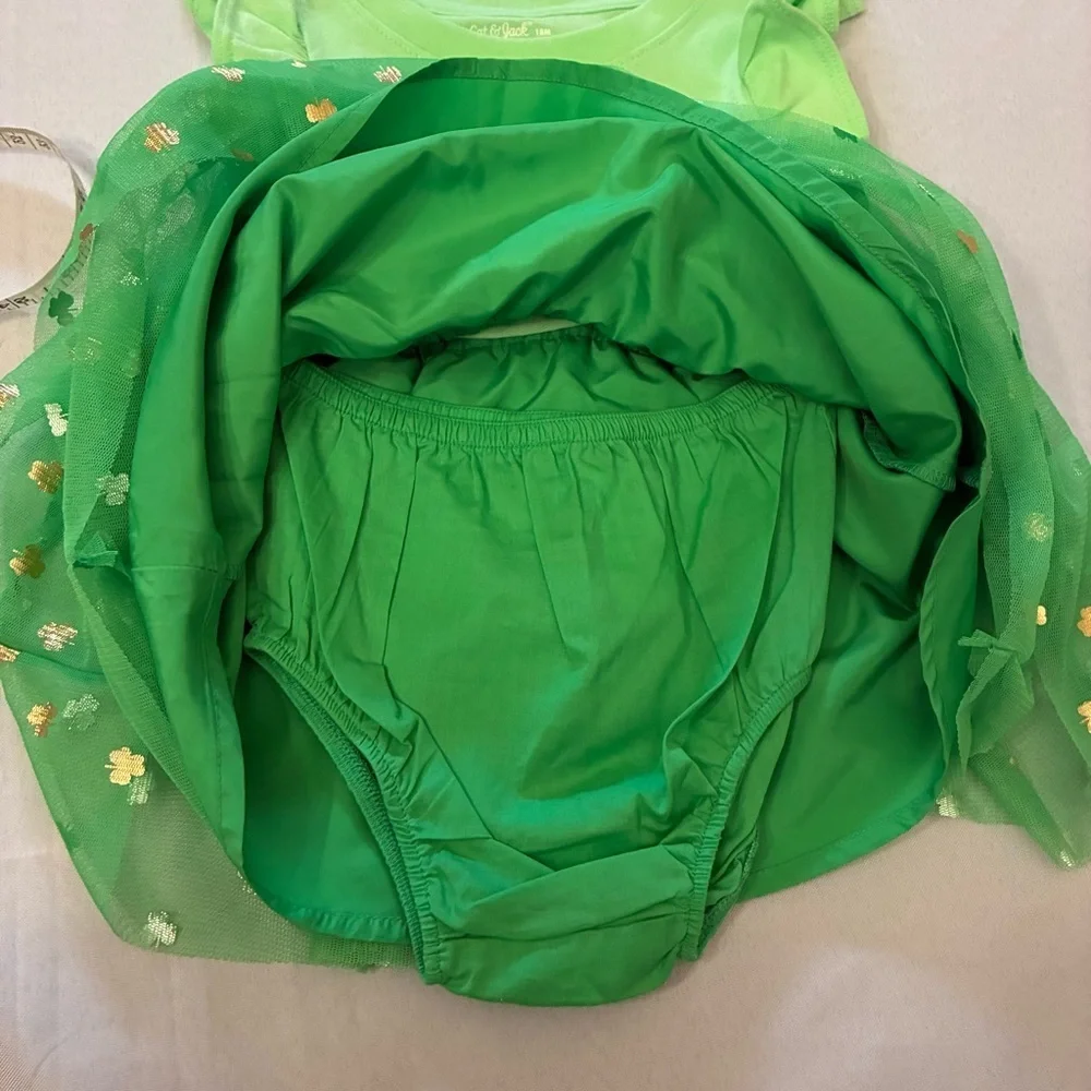 Cat & Jack Toddler St Patrick’s Happy Go Lucky Tulle Gold Accents Dress Size 18M